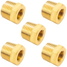 Joywayus Reducer Hex Bushing Brass Reducing Cast Pipe Fitting 3/8" NPT Male x 1/4" NPT Female Adapter(Pack of 5)