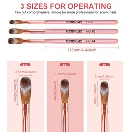 Dokpav 3Pcs Pinceles para Uñas Acrílicas, Brochas Acrílicas Para Uñas, Cepillos para Uñas, Cepillo De Gel De Uñas, Pinceles para Pluma de Arte de Uñas para Salón, Arte de Uñas, Manicura De Bricolaje