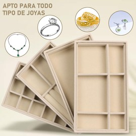 Joyería Multifuncionales Caja, 8 Piezas Bandeja de Joyería de Terciopelo Apilable, Organizador de Cajones de Joyería, Bandejas de Terciopelo para Joyas