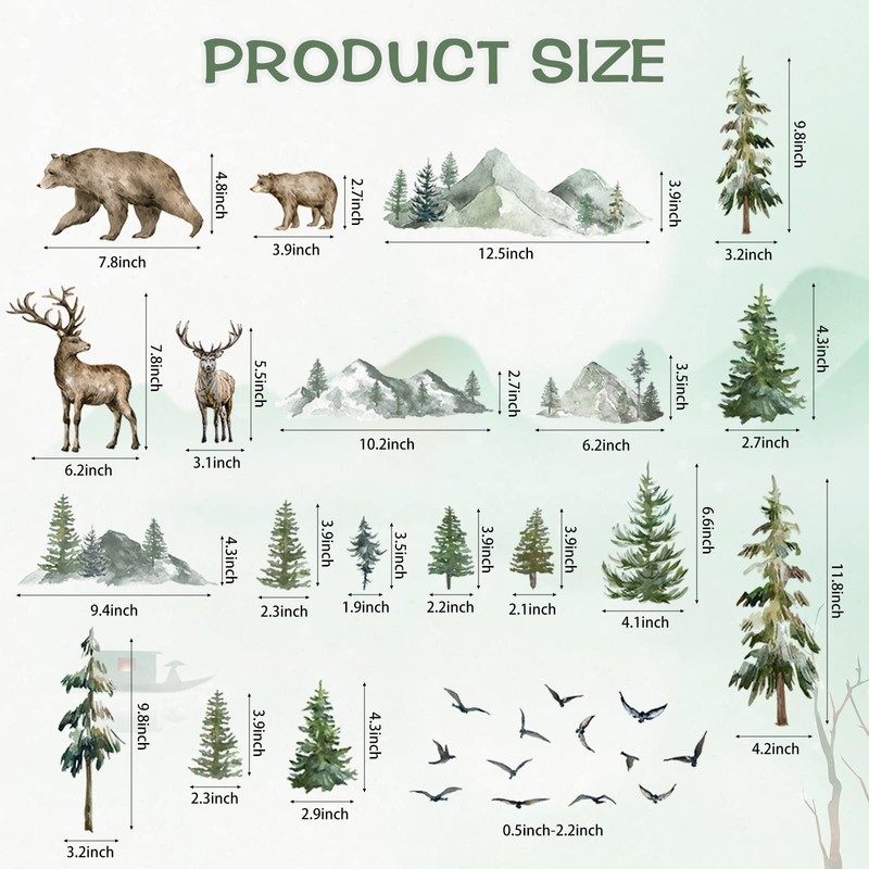 Mountain Wall Decals Large Pine Tree Wall Decals Peel and