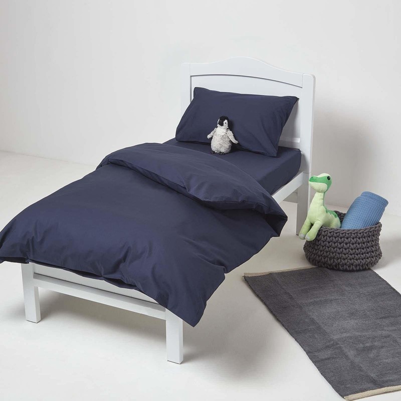 HOMESCAPES Navy Cot Bed Fitted Sheets 70 x 140 cm