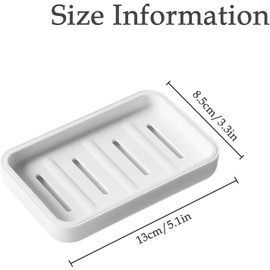 Senshuomy Soap Box,Soap Dish,Soap Dishes for Bathroom,Plastic Draining Soap Dishes,Plastic Draining Soap Dishes,Keep Soap Dry,for Shower Bathroom Kitchen Easy Cleaning (White+Grey)