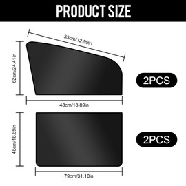 TPTGIAR Pack of 4 Sun Protection Car Curtain Magnetic Sun Protection Car Children Adults with UV Protection for the Front and Rear Side Window of the Car