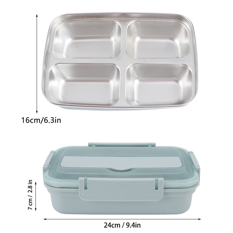 Lunch Box 4 Compartments Design 304 Stainless Steel Matching Tableware