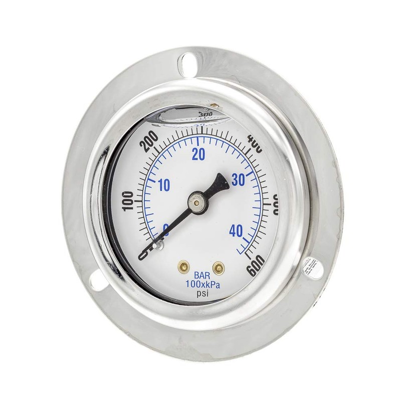 PIC Gauges 204L-404K Front Flanged Panel Mount Glycerine Filled Pressure