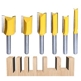 ROOCBIT Straight Cut Router Bits 1/4-Inch Shank Double Flute Straight Router Bit Set - (1/4, 5/16, 3/8, 1/2, 3/4, 5/8 Inch Diameter) 6pcs