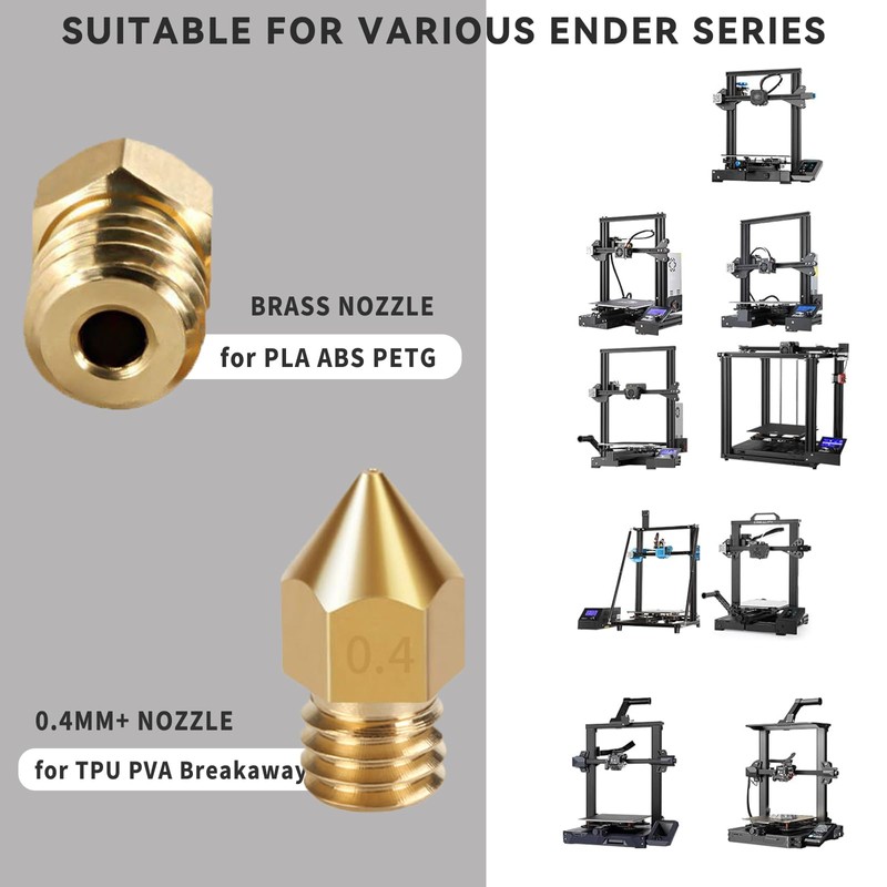 32 Pcs 3D Printer Nozzle Kit with MK8 Brass Nozzles