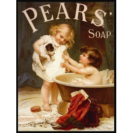 Pears Soap - Puppy Bath Time - Mini Metal Wall Sign by Vintage Wall Signs