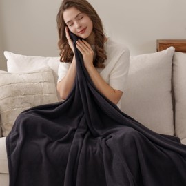 Berkshire Blanket Microfleece Throw Size Bed Throw Blanket Black, Lightweight Soft Breathable Plush Micro Fleece Throw Blanket for Travel, Bed and Couch, 50x60 Inches