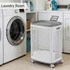 Laundry Basket with Wheels & Lid, Rolling Clothes Hamper with