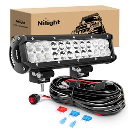 Nilight Led Light Bar 12 Inch 72W Spot Flood Combo Off Road Fog Lights Driving LED Pods with Off Road 16AWG Wiring Harness Kit - 1 Lead for Truck ATV UTV SUV Boat