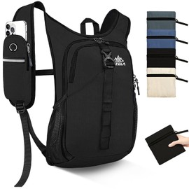 Seektop 15L Small Hiking Backpack for Women Men, Foldable Packable Backpack with Phone Pocket, Lightweight Travel Daypack for Hiking Camping Outdoor (Black)