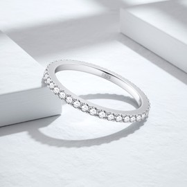 Sterling Silver Cubic Zirconia Ring Elegant Silver Wedding Band Sterling Silver Rings for Women