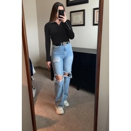 Newshows Women's Pullover V-Neck Flared Long Sleeve Tops Lightweight Knitted Women's Pullover Winter Button Casual Pullover Autumn, black