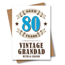 80th Birthday Card for Vintage Grandad Aged 80 Years