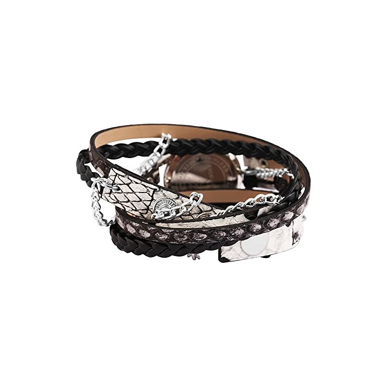Excellanc 1900180 Women's Watch Faux Leather Metal Wrap Bracelet Press