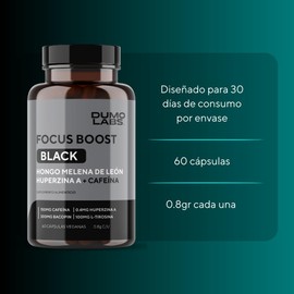 Focus Boost Black- Nootrópico Natural para Mejorar el Enfoque, Concentración y Energía