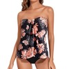Tempt Me Floral Black Two Piece Tankini Bathing Suits for