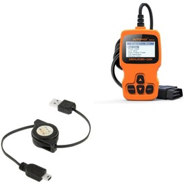 BoxWave Cable Compatible with Autophix OM123 - miniSync, Retractable, Portable Sync Cable