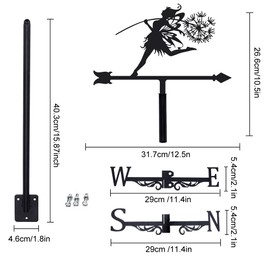 SUPERDANT Fairy Dandelion Weather Vane Fairy Weather Vanes for Sheds Metal Wind Vanes Weathervanes Wind Direction Indicator for Farmhouse Outdoor Garden Lawn Roof Paddock Decoration