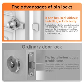 Duoduolaili New Ball Indicator Bolt Lock, Safe, with Occupancy Indicator, Easy Installation Without Lock Cylinder, Perfect for Bathroom partitions, restrooms, Restaurants.(Silver)
