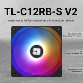 TR TL-C12RB-S V2 CPU Case Fan PWM Cooler 4 Pin PWM Connection Computer Fan with ARGB Aperture 1500RPM Speed Reverse Fan PC Cooling