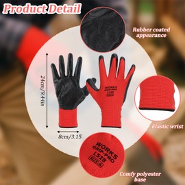 48 Pairs Garden Gloves Bulk for Men Women Rubber Coated Safety Work Gloves Nitrile Wear-resistant Landscaping Glove for Gardening, Construction Work