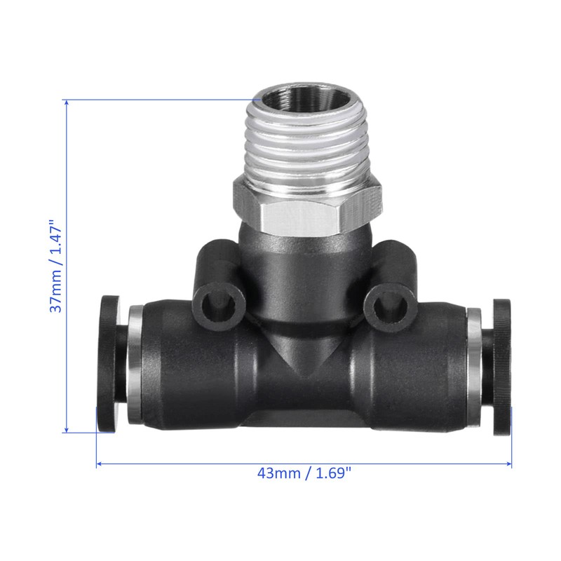 M METERXITY 1pc 6.5mm PT Male Thread Push Lock Fitting