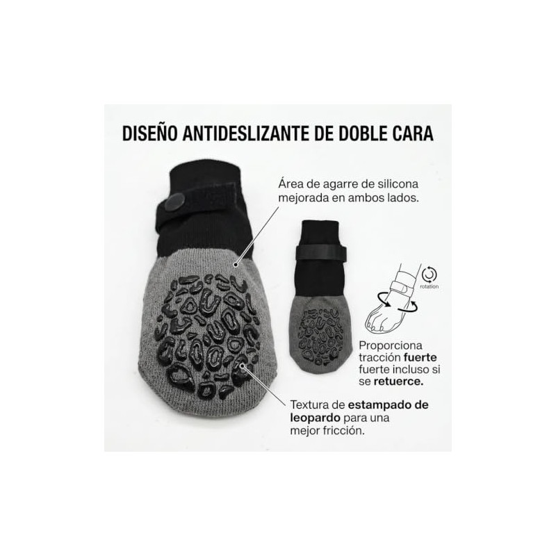 Zapatos para Perro 2 Pares, Calcetines Antideslizantes con Correas Ajustables,