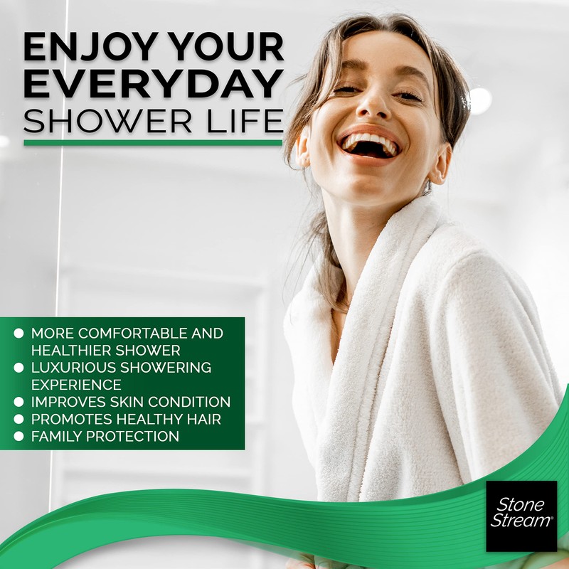 Original StoneStream EcoPower Wall Showerhead + Hard Water Filter (HWF)