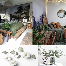 Sacebeleu Luxury Double Duvet Cover Set Green 100% Cotton Plain Breathable Bedding Sets,1 Quilt Comforter Cover Zipper Closure and 2 Pillowcases 50x75cm,Dark Green