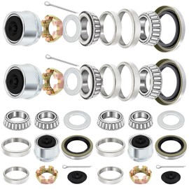 4 Sets Trailer Bearing Kit 3500 lb Boat Trailer Axle Bearing Kits L68149 L44649 Bearing Kits, with 171255TB Grease Seal, Spindle Nut, Dust Cap for 3500lb 1-1/16'' to 1-3/8'' #84 Spindles