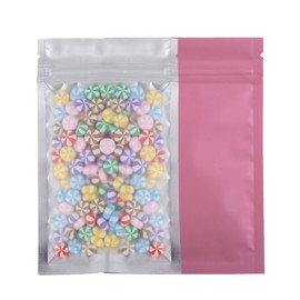 Flat Resealable Mylar Zipper Seal Lock Matte Pink with Translucent Clear Window for Small Business, Home Use, Food Packaging, Beauty Storage Bags (1000, 3.35 inch x 5.12 inch)