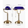 Newrays Blue Glass Bankers Desk Lamp with Pull Chain Switch