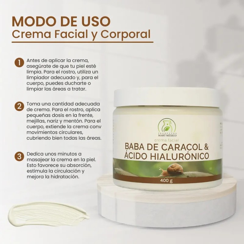 Crema baba de caracol + ácido hialurónico 400 g |