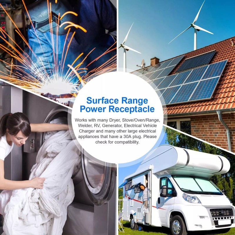 micmi NEMA 6-50R Receptacle 50A 2-Pole 3-Wire Surface Mount Power