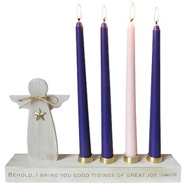 Angel Advent Candle Holder, Advent Celebration Set with 4 Taper Candles, 12-Inches, by Abbey & CA Gift