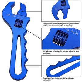 YSIL AN Adjustable Fitting Wrench Lightweight Spanner for 3AN-16AN Hose Fitting Adapter Aluminum Blue