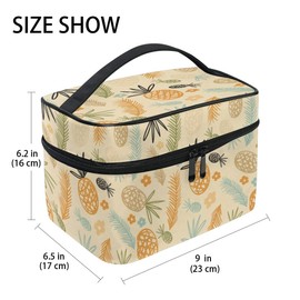 HAUYE Makeup Bag Pineapple Flower Travel Cosmetic Bags Organizer Train Case Toiletry Make Up Pouch