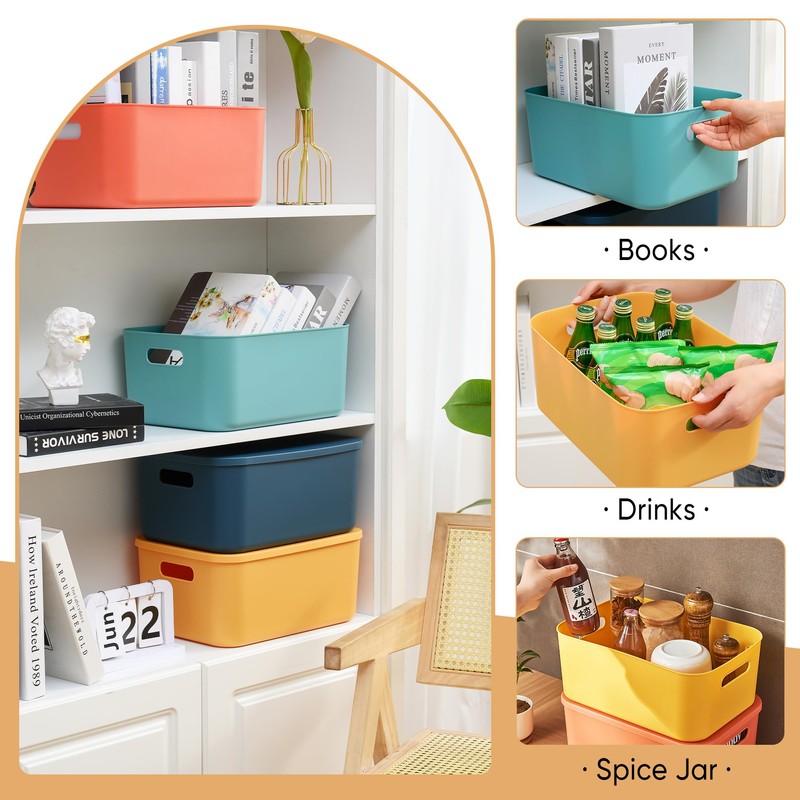 HapiLeap Plastic Storage Bins with Lid, Stackable Storage Containers for
