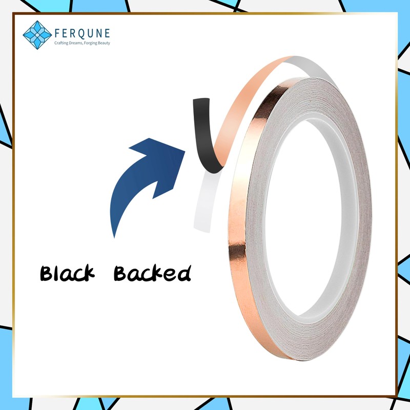 FERQUNE 3/16 Inch Black Backed Copper Foil Foil Tape for