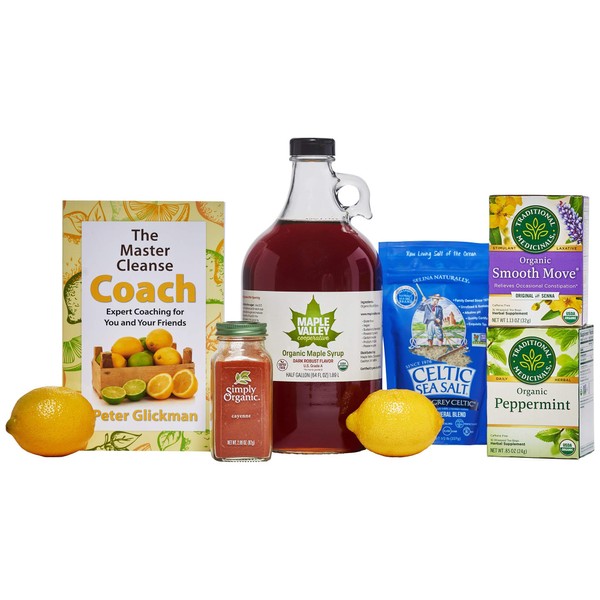 Maple Valley Master Cleanse 10 Day Detox/Kit with 64 oz Glass Bottle Organic Maple Syrup and The Master Cleanse Coach Book by Peter Glickman