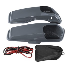 TCT-MOTORPARTS Hard Saddlebags Lids W/ 5" x 7" Speaker Cutout Fit For Harley Touring 2014-2024 Road Glide Road King Street Electra Glide Gunship Gray