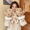 JIAHG Womens Girls Fluffy Polka Dot Mittens Gloves with String