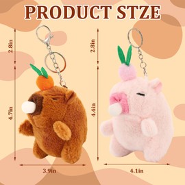 2Pcs Capybara Keychain Plush, Capybara Stuffed Animal Pendant, Soft Touch, Small and Portable for Use as Key, Mobile Phone Pendants, Backpack Decorations, Graduation Gift Exchanges