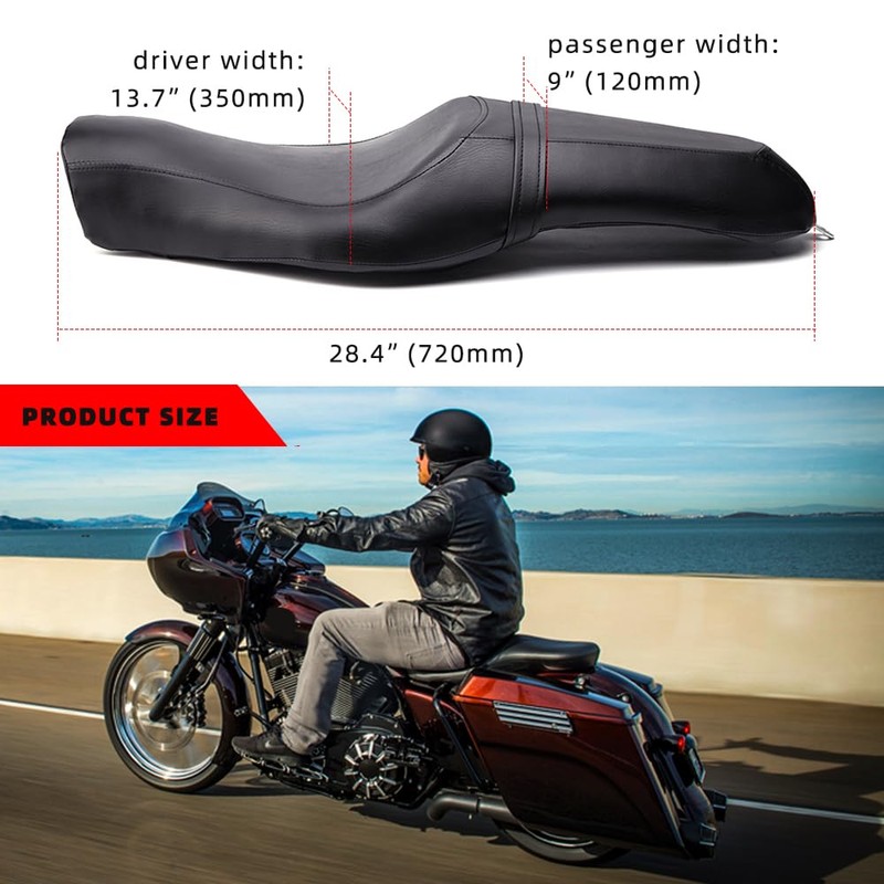 Motorcycle Seats - Front Driver Rear Passenger Two Up Leather