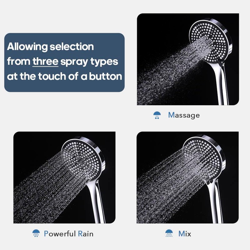 Decaura 3-Mode Handheld Shower Head with 150cm Shower Hose Luxury