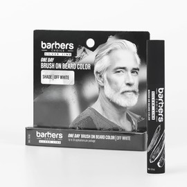 Barbers Choice Silver Line, Facial Hair Brush on Temporary Color for Silver Fox Men- Instantly Brighten White Beards, Mustache & Sideburns, Less Yellow, Easy Application, Off-White