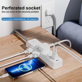 Flat Plug-Power Strip,5ft Power Plug with USB A Slot with Type C Port 6 Outlets for Travel Office and Home Appliance