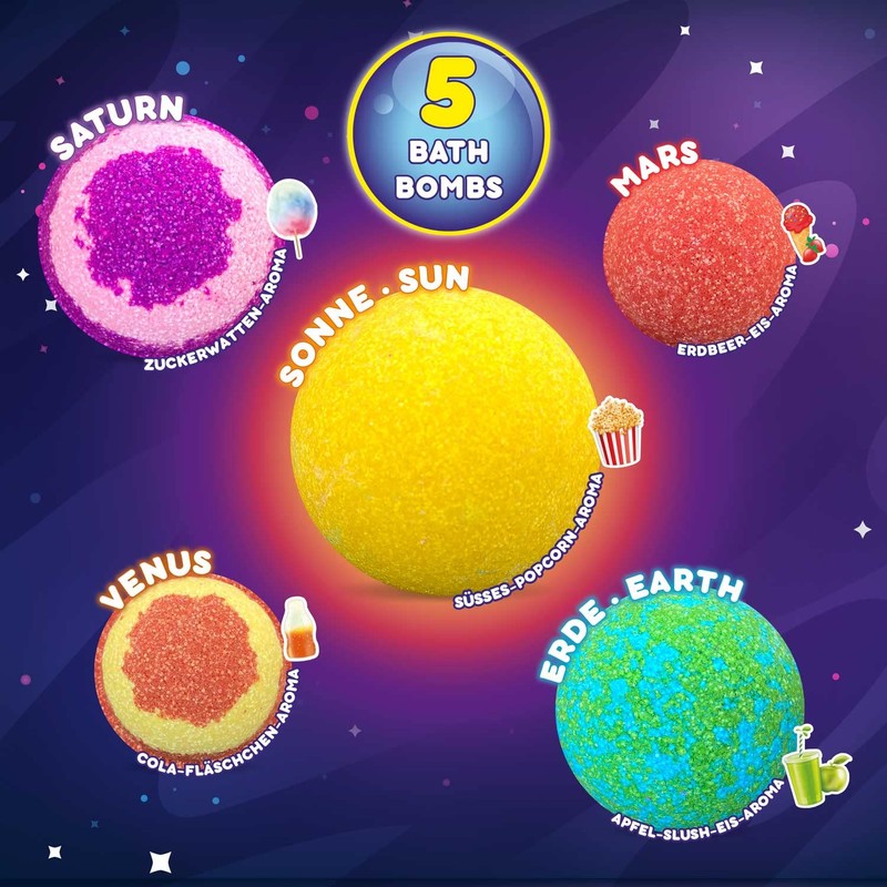 INKEE SPACE | Weltall Badekugeln Kinder Mit Überraschung, Sonnensystem Planet